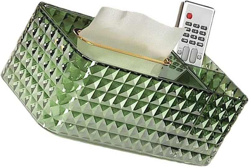 حامل صندوق المناديل الأخضر مع أدراج تخزين فم واسع حواف ناعمة لغرفة المعيشة غرفة النوم - Image 1